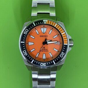Seiko automatic prospex samurai diver's watch SRPB97 orange dial stainless watch